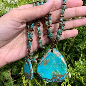 Rare Bronze Infused Blue Turquoise Necklace